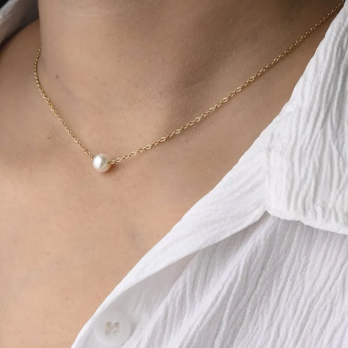14K GoldFilled Dainty Pearl Necklace Jewelvers Necklaces