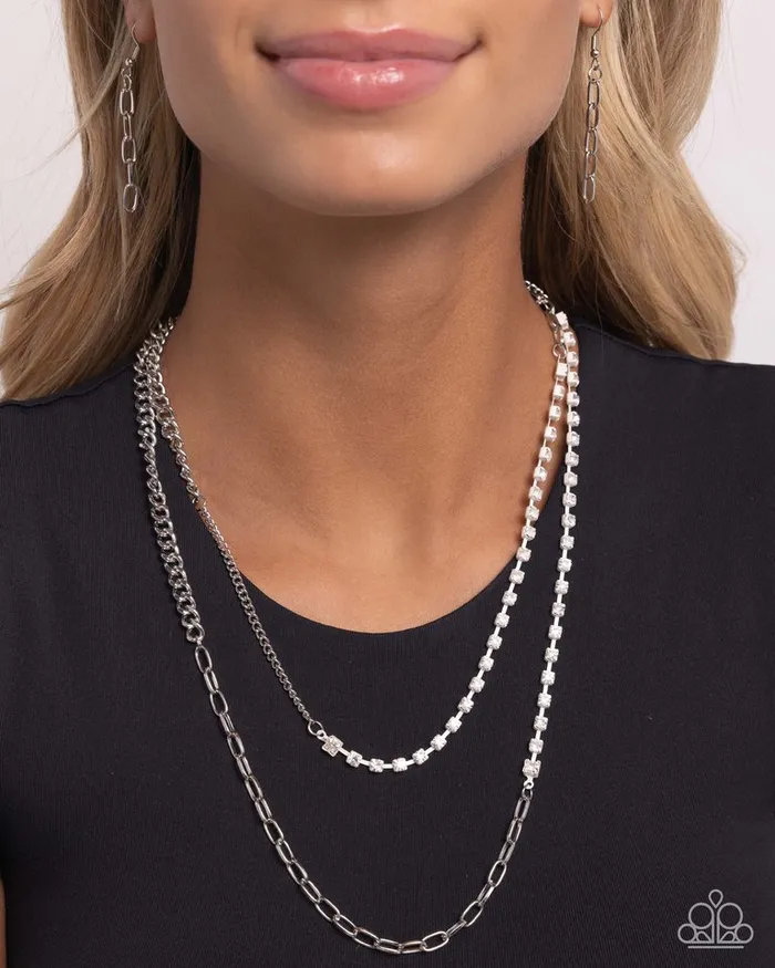 Necklaces Paparazzi Necklace Boxy Brilliance White Paparazzi Jewelry