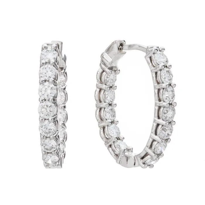 Earrings 410 Carats Sparkling Natural Earth Mined Diamonds Ladies Hoop Earrings 14K White Gold GB Earrings 410 Carats Sparkling Natural Earth Mined Diamonds Ladies Hoop Earrings 14K White Gold GB
