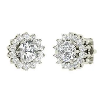 GB Earrings 420 Carats Prong Set Round Cut Natural Earth Mined Diamond Stud Halo Earrings GB Earrings 420 Carats Prong Set Round Cut Natural Earth Mined Diamond Stud Halo Earrings