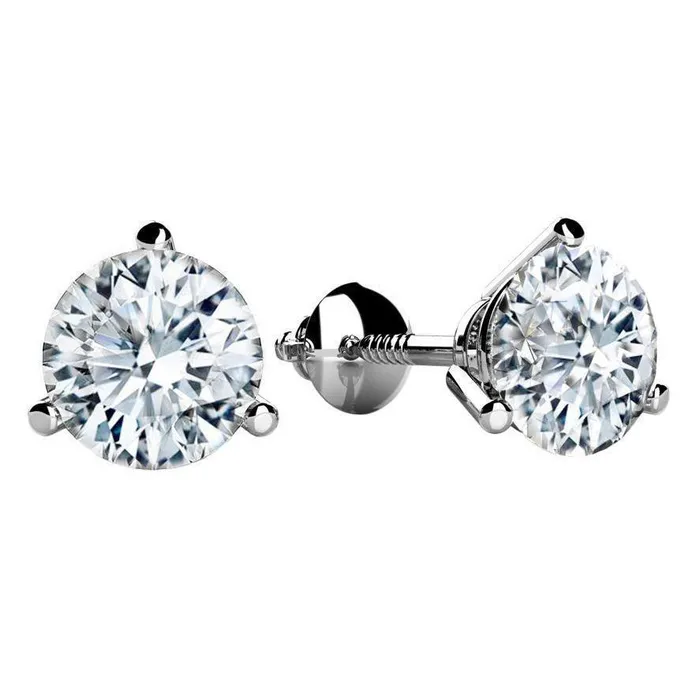 GB Earrings 4 Carats Round Natural Earth Mined Diamond Stud Earrings White Gold 14K GB Earrings 4 Carats Round Natural Earth Mined Diamond Stud Earrings White Gold 14K