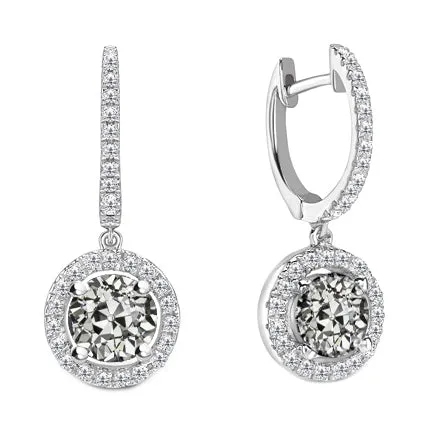 Halo Natural Diamond Round Old Mine Cut Dangle Earrings 3 Carats Gold HarryChadEntcom Earrings Halo Natural Diamond Round Old Mine Cut Dangle Earrings 3 Carats Gold HarryChadEntcom Earrings