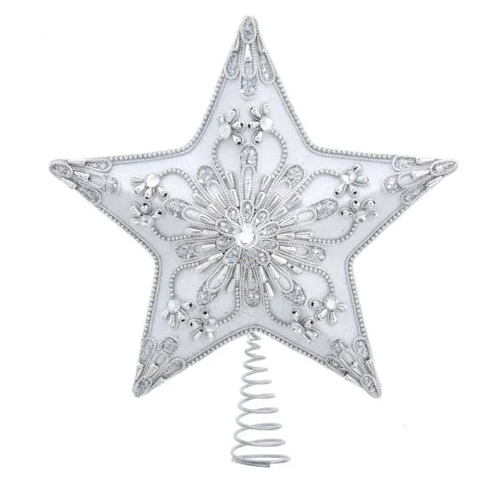 Kurt Adler 135 5Pt White Silver Star Treetop Kurt Adler Rings