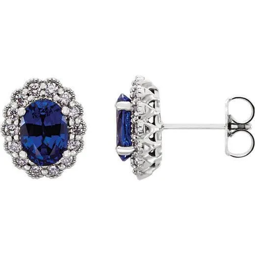Oval Cut Ceylon Sapphire Women Studs Earring 440 Carats White Gold GB Earrings Oval Cut Ceylon Sapphire Women Studs Earring 440 Carats White Gold GB Earrings