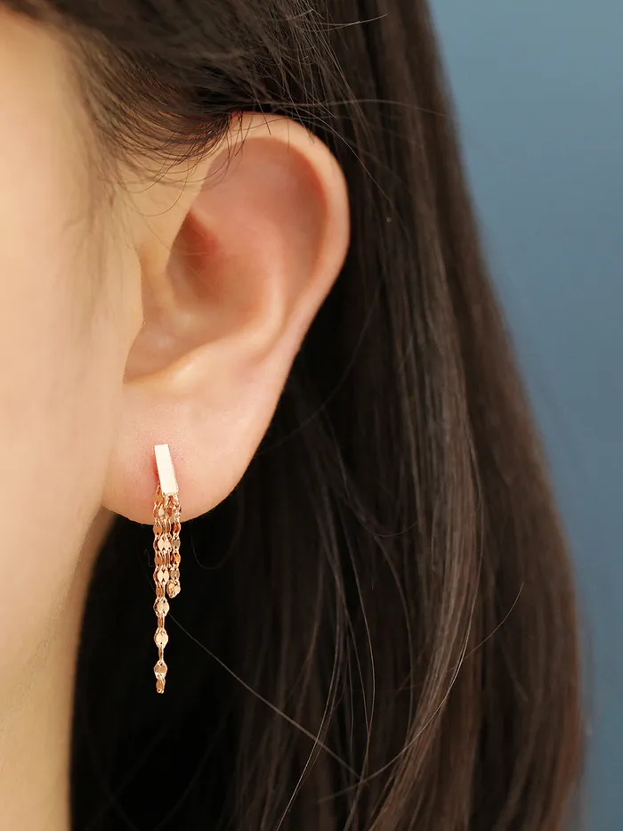 14K Gold Stick Long Chain Cartilage Earring 20G18G MinimalBijoux Earrings