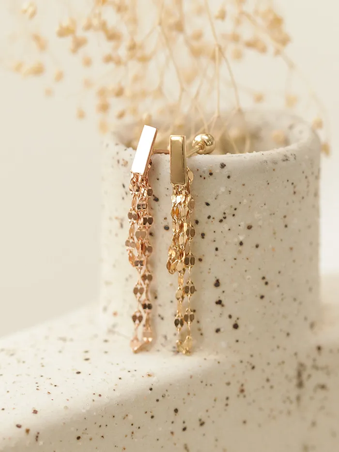 14K Gold Stick Long Chain Cartilage Earring 20G18G MinimalBijoux Earrings