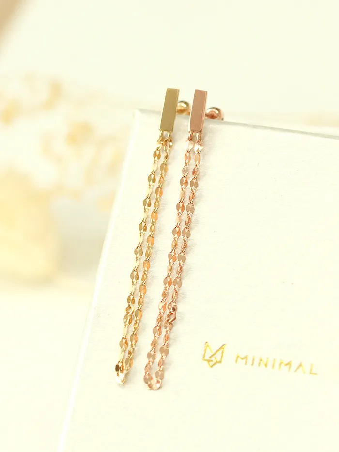 14K Gold Stick Long Chain Cartilage Earring 20G18G MinimalBijoux Earrings