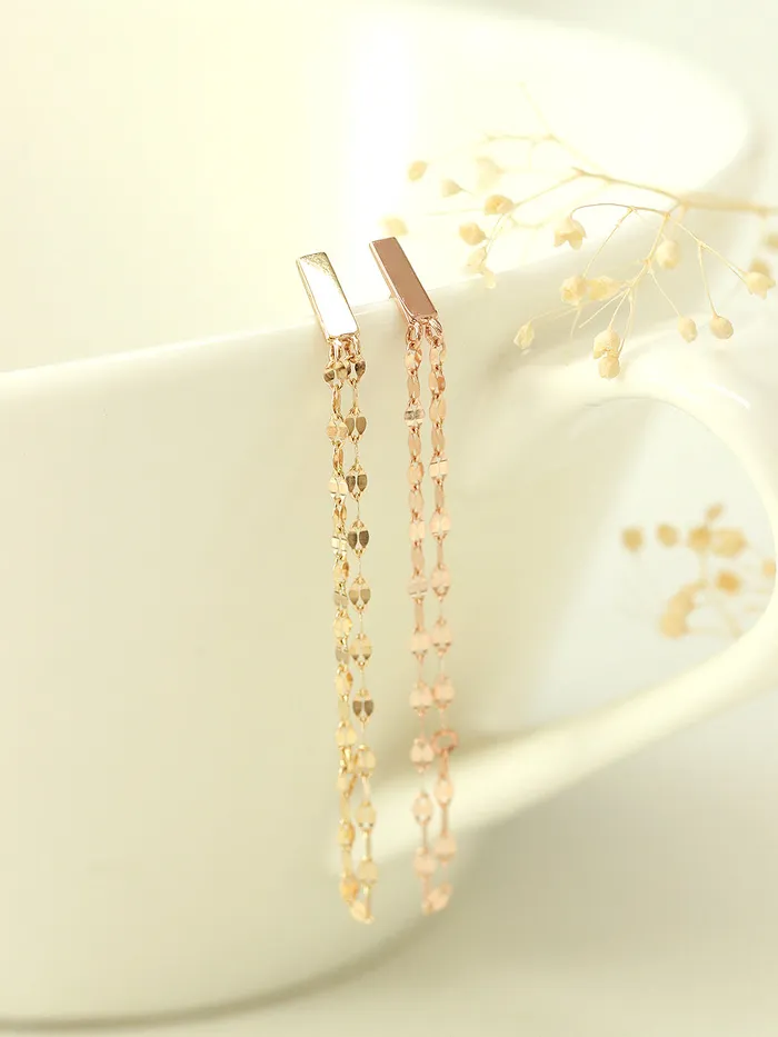 14K Gold Stick Long Chain Cartilage Earring 20G18G MinimalBijoux Earrings