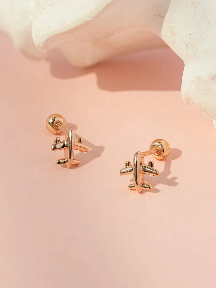 Earrings MinimalBijoux 14K Gold Mini Airplane Cartilage Earring 20G18G16G