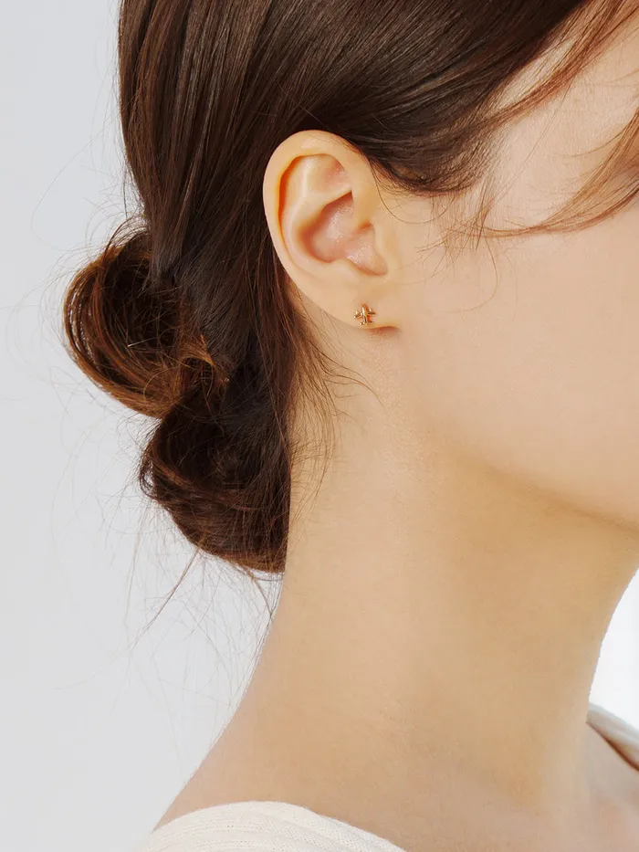 Earrings MinimalBijoux 14K Gold Mini Airplane Cartilage Earring 20G18G16G