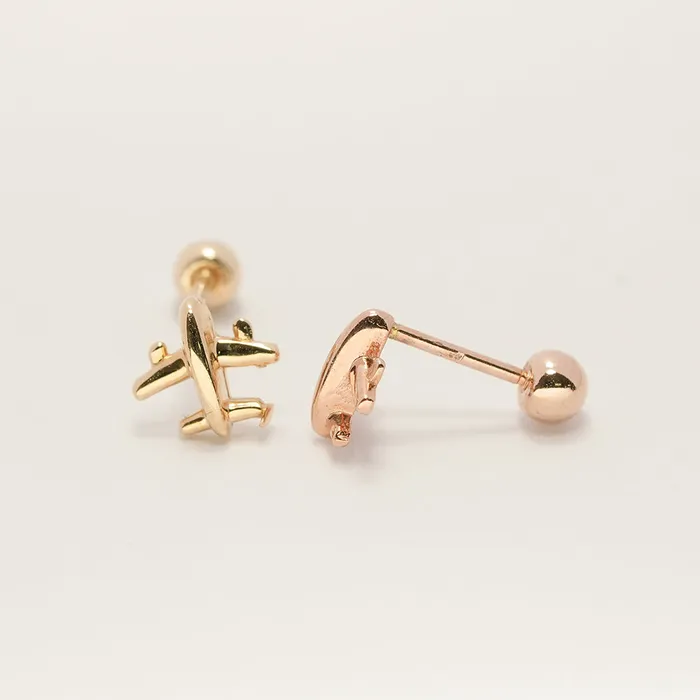 Earrings MinimalBijoux 14K Gold Mini Airplane Cartilage Earring 20G18G16G
