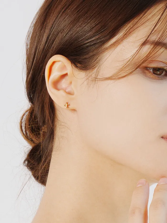 Earrings MinimalBijoux 14K Gold Mini Airplane Cartilage Earring 20G18G16G