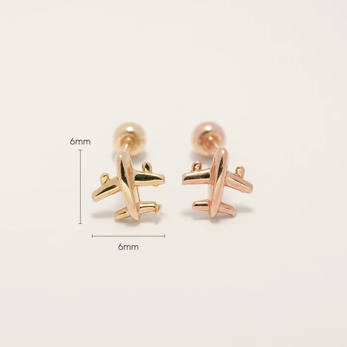 Earrings MinimalBijoux 14K Gold Mini Airplane Cartilage Earring 20G18G16G