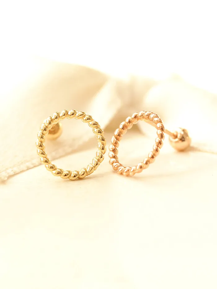 MinimalBijoux Earrings 14K gold Twist Circle Cartilage Earring 20g