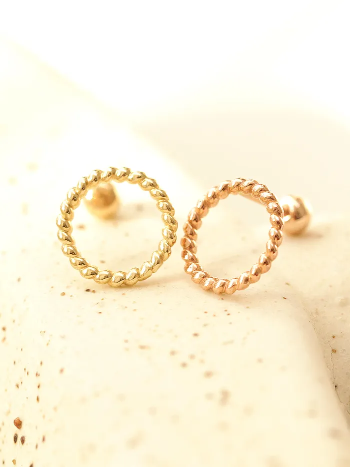 MinimalBijoux Earrings 14K gold Twist Circle Cartilage Earring 20g
