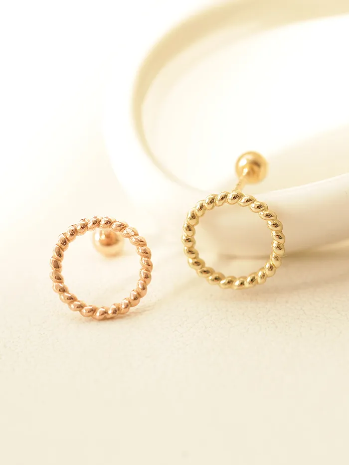 MinimalBijoux Earrings 14K gold Twist Circle Cartilage Earring 20g