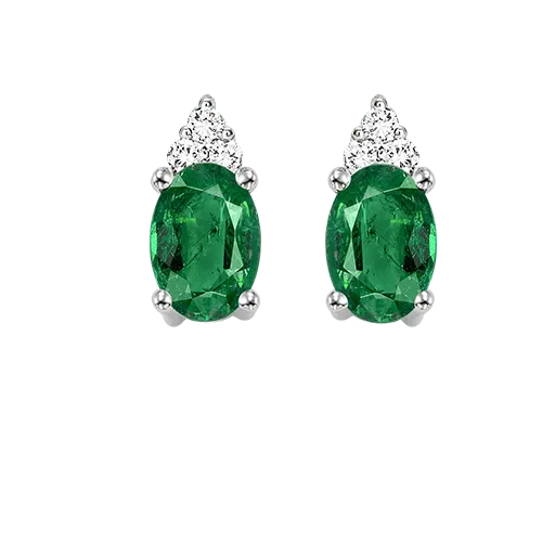 10K White Gold Color Ens Prong Emerald Earrings 125CT Gems One Earrings