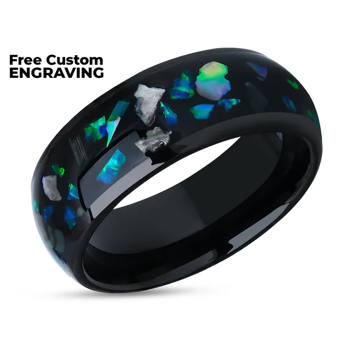 Clean Casting Jewelry Rings Black Tungsten Wedding Ring Abalone Wedding Ring 8mm Wedding Ring Black Wedding Ring