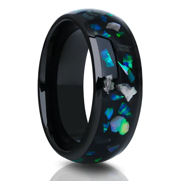 Clean Casting Jewelry Rings Black Tungsten Wedding Ring Abalone Wedding Ring 8mm Wedding Ring Black Wedding Ring