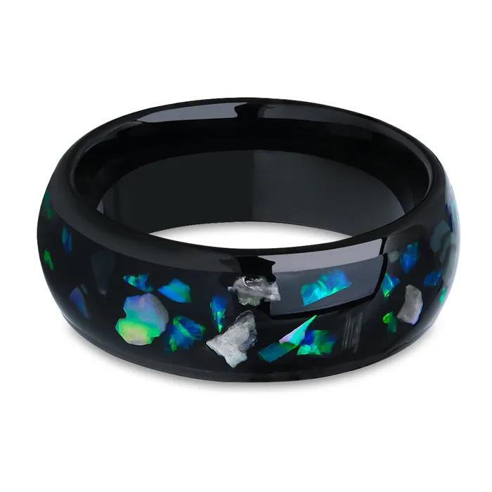 Clean Casting Jewelry Rings Black Tungsten Wedding Ring Abalone Wedding Ring 8mm Wedding Ring Black Wedding Ring