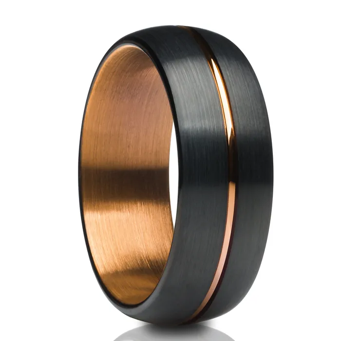 Clean Casting Jewelry Rings Espresso Tungsten Wedding Ring Copper Wedding Ring Tungsten Wedding Ring Black