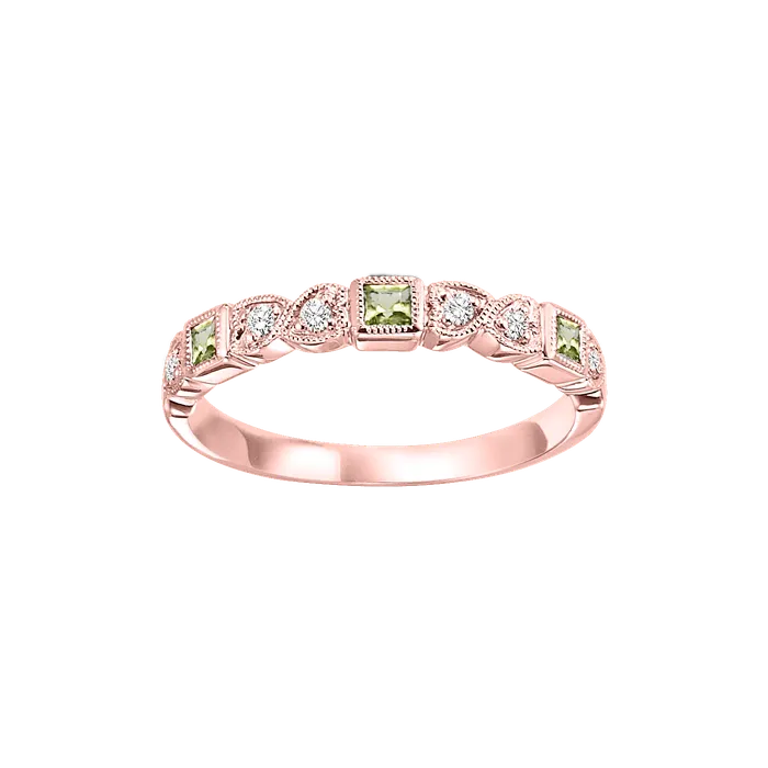 Rings International Diamond Center 14K Rose Gold Mix Bezel Peridot Band
