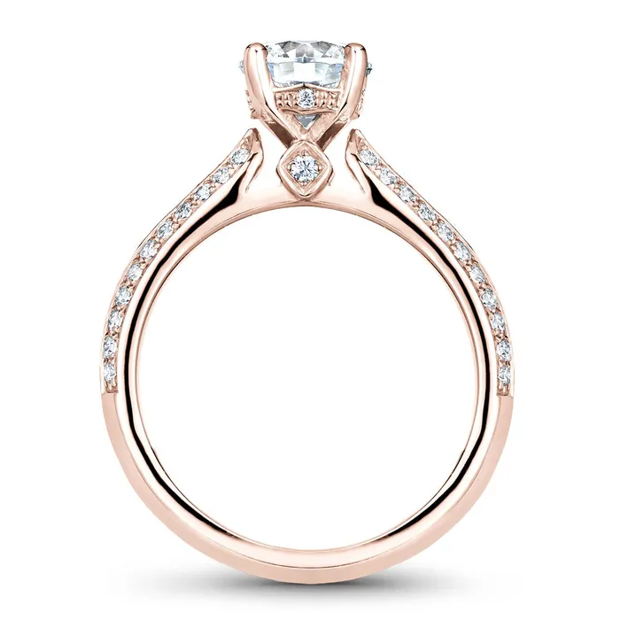 Rings International Diamond Center Noam Carver Rose Gold Knife Edge Diamond Engagement Ring Setting 031 CTW