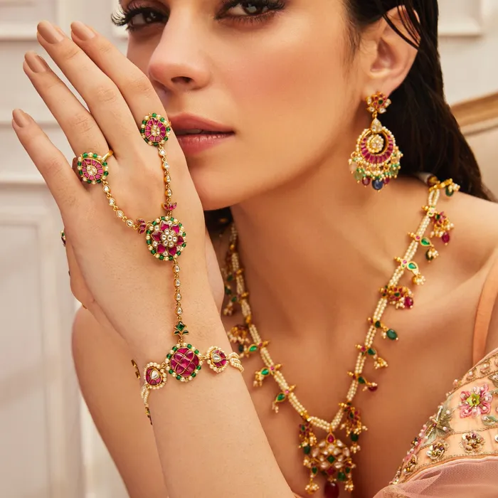 SILVER Elegant Jadau Blossom Silver Chandbali Earrings Earrings