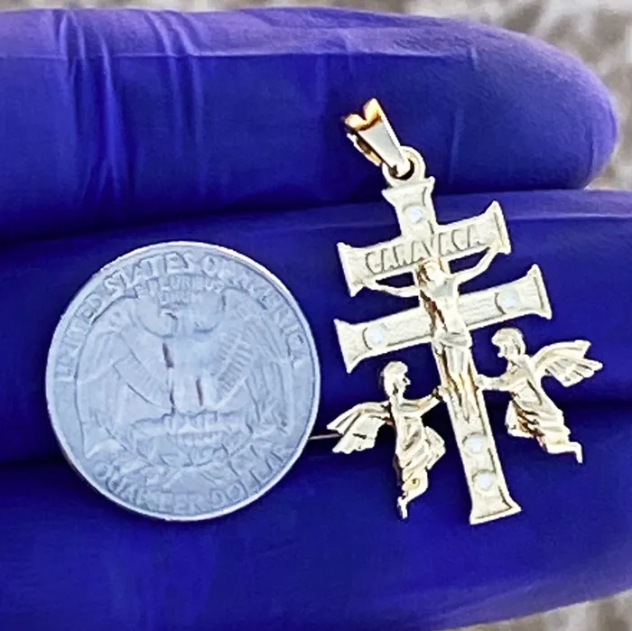 14K Gold Plated 925 Sterling Silver 125 Cruz De Caravaca Pendant Bling Cartel Admin Necklaces