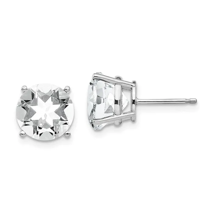 14k White Gold 9mm Cubic Zirconia Earrings Jewelry Earrings