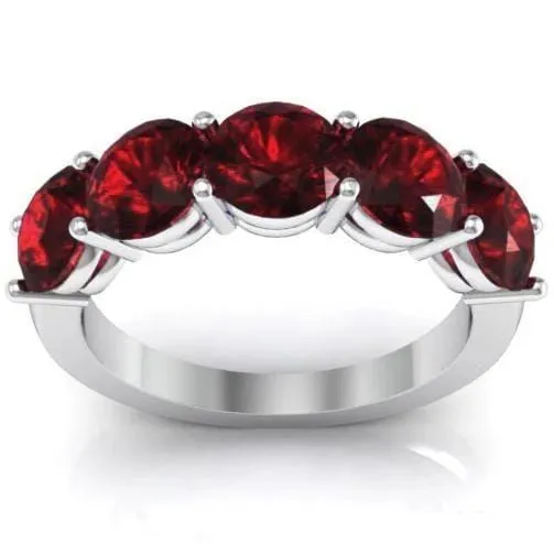 300cttw Shared Prong Garnet Five Stone Ring deBebians Rings