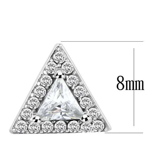 Alamode Earrings DA327 No Plating Stainless Steel Earrings with AAA Grade CZ in Clear