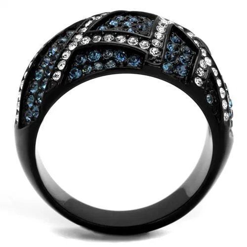 Alamode Rings TK2353 IP BlackIon Plating Stainless Steel Ring with Top Grade Crystal in Montana
