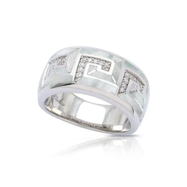 Belle Etoile Rings Belle Etoile Greek Key Ring White MotherofPearl