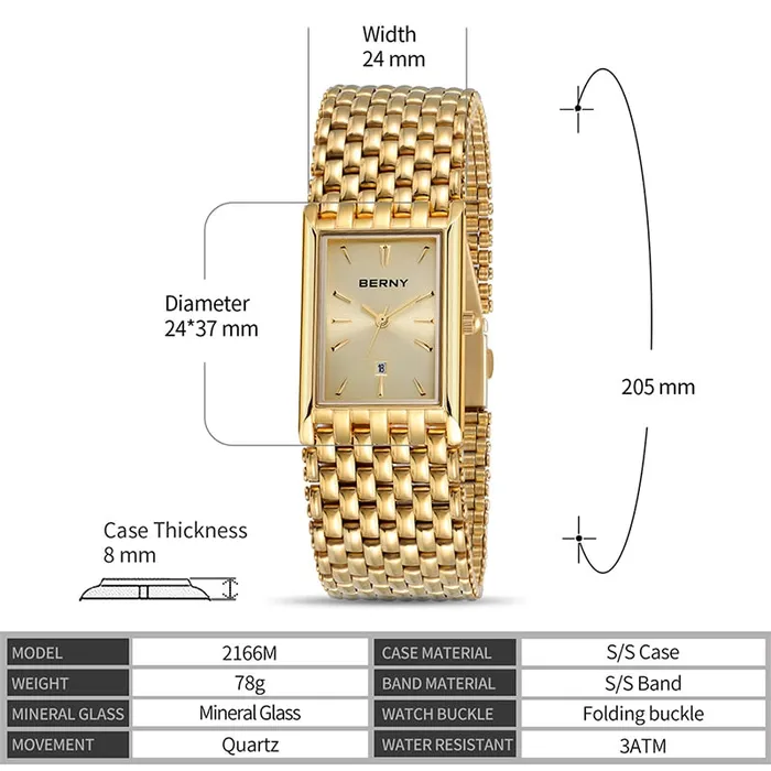 BERNY Womens Fine Fashion Premium Quality Luxury Style Gold Silver Bracelet Watch Divine Inspiration Styles Bracelets