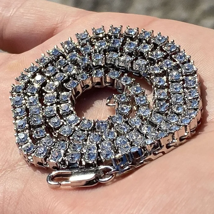 Bling Cartel Admin Necklaces OneRow Silver Tone Tennis Chain Iced Flooded Out Necklace 38MM 20 Bling Cartel Admin Necklaces OneRow Silver Tone Tennis Chain Iced Flooded Out Necklace 38MM 20