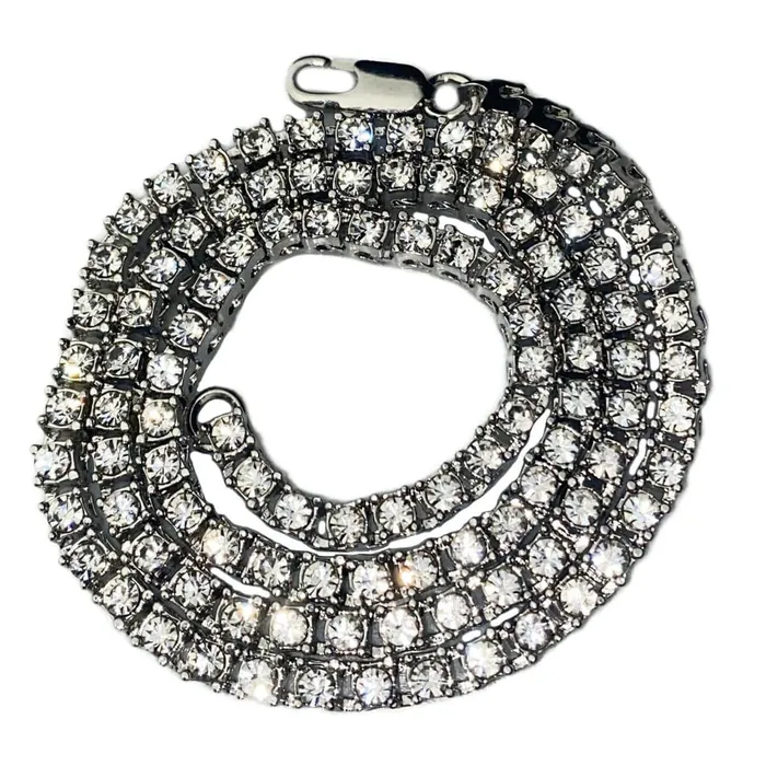 Bling Cartel Admin Necklaces OneRow Silver Tone Tennis Chain Iced Flooded Out Necklace 38MM 20 Bling Cartel Admin Necklaces OneRow Silver Tone Tennis Chain Iced Flooded Out Necklace 38MM 20