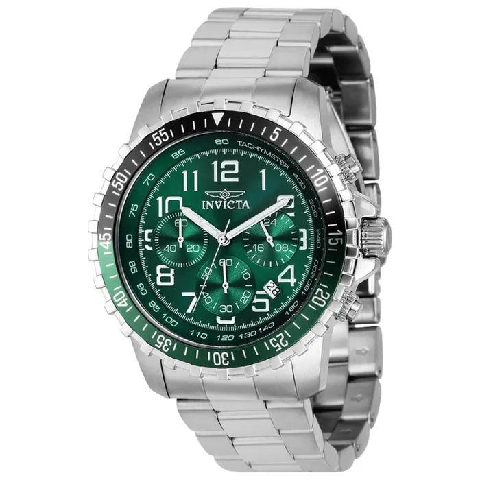 Bracelets Invicta Invicta Mens Chronograph Watch Specialty Green Dial Silver Tone Bracelet 39126