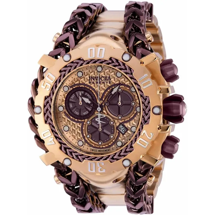Bracelets Invicta Mens Chrono Watch Reserve Gladiator Brown and Rose Gold Bracelet 36620 Invicta