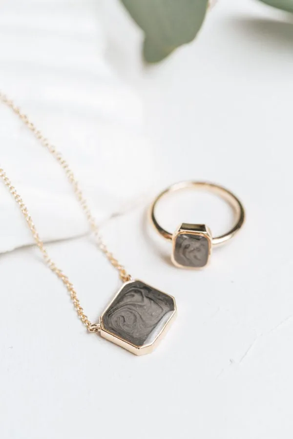 closebymejewelry Necklaces Cushion Art Deco Cremation Necklace in Sterling Silver