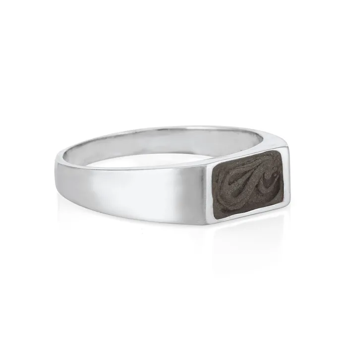 closebymejewelry Rings Rectangle Signet Cremation Ring in 14K White Gold