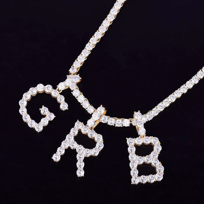 Custom Gold Tennis Letter Necklace VVS Jewelry Necklaces
