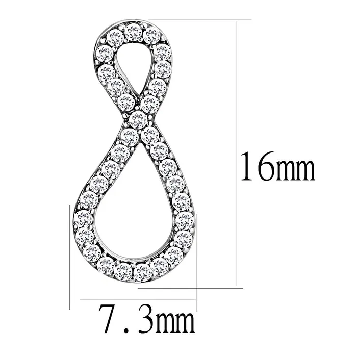 Earrings Alamode DA186 High polished no plating Stainless Steel Earrings with AAA Grade CZ in Clear