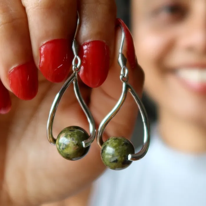 Earrings Unakite Earrings Spring to Life Twist Gemstones Satin Crystals