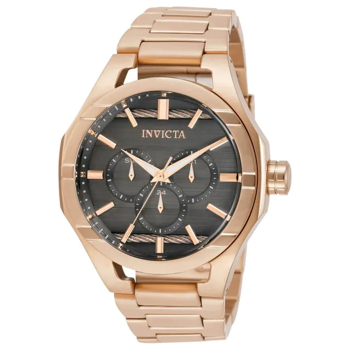 Invicta Bracelets Invicta Mens Quartz Watch Bolt Charcoal and Rose Gold Dial Bracelet 31834