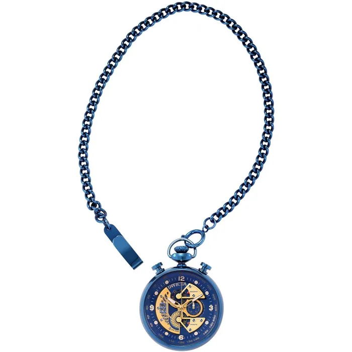 Invicta Watches Invicta Mens Chronograph Pocket Watch Vintage Blue and Gold Dial SS Case 34457 Invicta Watches Invicta Mens Chronograph Pocket Watch Vintage Blue and Gold Dial SS Case 34457