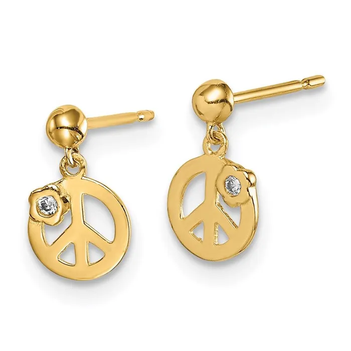 Jewelry Earrings Madi K Kids 14k CZ Peace Symbol Post Earrings Jewelry Earrings Madi K Kids 14k CZ Peace Symbol Post Earrings