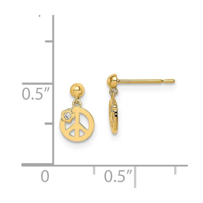 Jewelry Earrings Madi K Kids 14k CZ Peace Symbol Post Earrings Jewelry Earrings Madi K Kids 14k CZ Peace Symbol Post Earrings