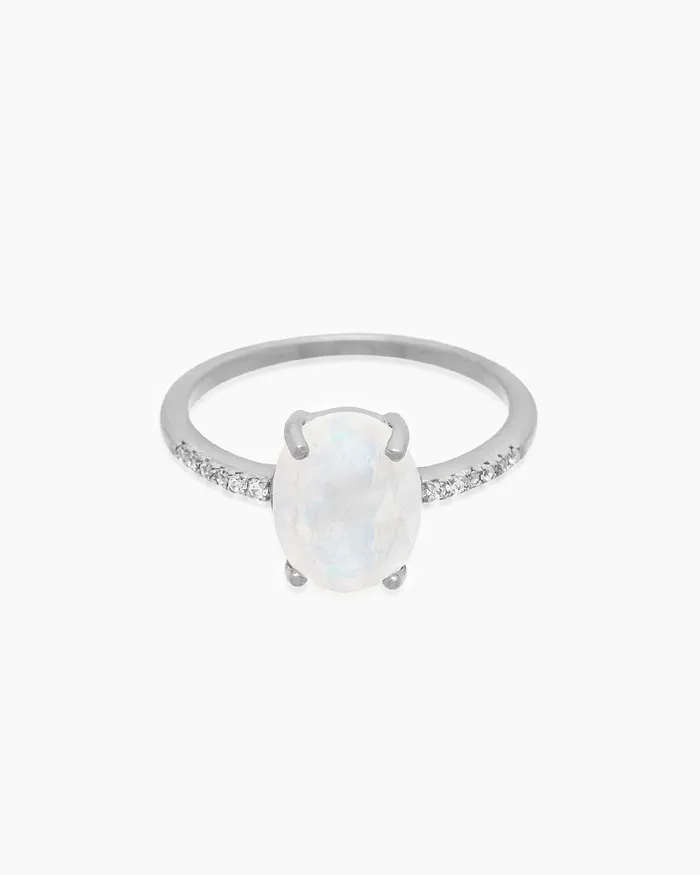 Luna Moonstone Silver Ring Penny Pairs Rings
