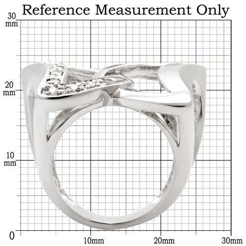 Rings Alamode 0W050 Rhodium Brass Ring with AAA Grade CZ in Clear